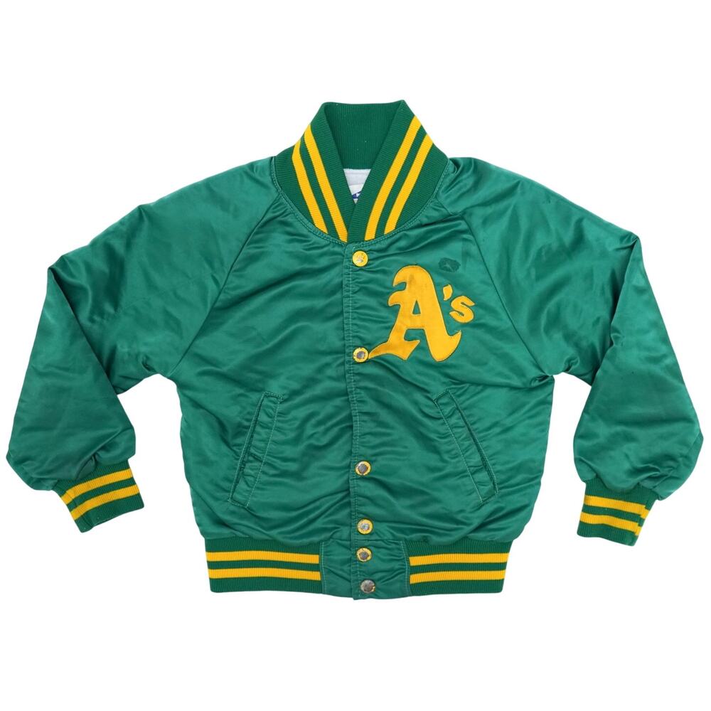Vintage 90s Oakland A's Satin Youth Jacket Small